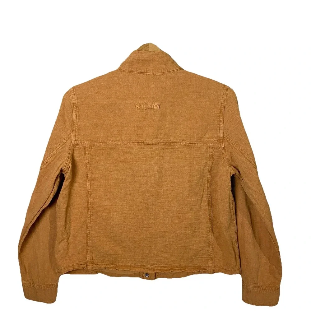 Christian Siriano NY Linen Blend Jacket Snap Closure Orange Women's M Minimal - Picture 6 of 6